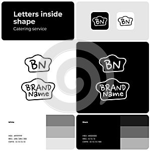 Catering service monochrome template with simple logo photo