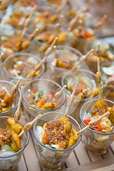 Catering services on table at wedding party