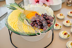 Catering services for wedding with fruits and berry in restaurant