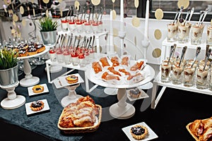 Catering. Snacks and desserts table.