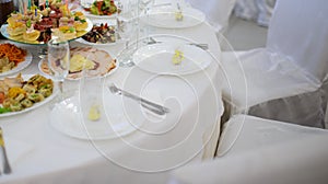 catering table set service with silverware