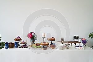 Catering wedding buffet for events. Dessert table in restaurant