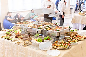 Catering wedding buffet for events. Food and celebration concept photo
