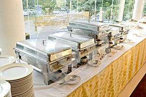 Catering wedding with heater with buffet line