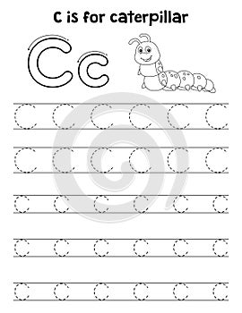 Caterpillar Animal Tracing Letter ABC Coloring C