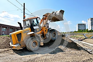 Caterpillar bulldozer on construction site