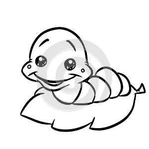 Caterpillar cheerful character coloring page cartoon illustration