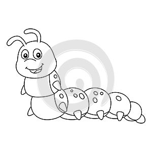 Caterpillar Coloring Page Isolated for Kids