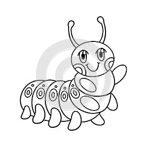 Caterpillar Coloring Page Isolated for Kids