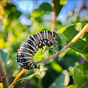 Caterpillar of Common tiger butterfly, Papilio machaon