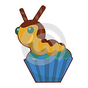 caterpillar cupcake. Vector illustration decorative design