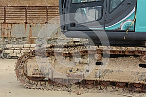 Caterpillar of excavator, Excavator on construction site