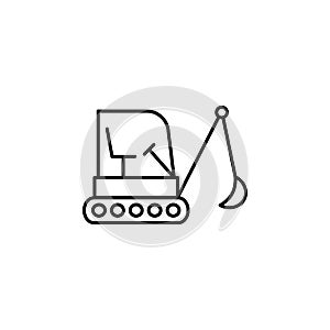 caterpillar excavator icon. Element of construction machine icon for mobile concept and web apps. Thin line caterpillar excavator