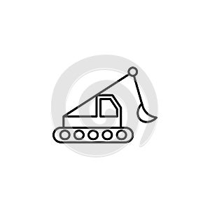 caterpillar excavator icon. Element of construction machine icon for mobile concept and web apps. Thin line caterpillar excavator