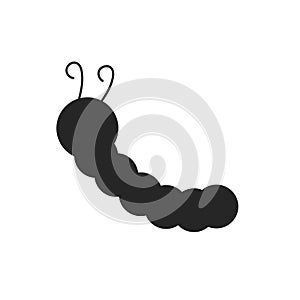 Caterpillar insect black silhouette animal. Vector Illustrator. EPS