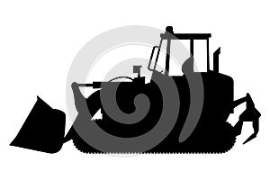 caterpillar loader silhouettes. Heavy machinery for construction and mining
