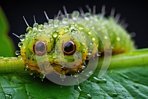 caterpillar munching on a cabbage leaf