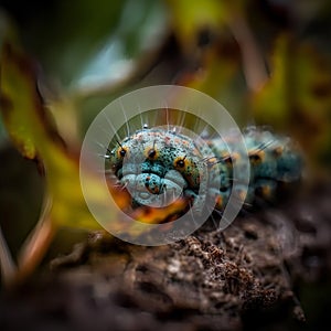 Caterpillar portrait. Insect illustration