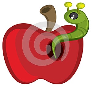 Caterpillar on red apple