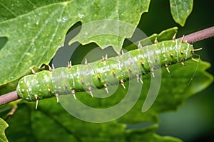 caterpillar resembling bird droppings on a leaf