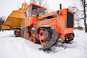 Caterpillar tractor DT-75B and mechanical peat collecting machine MTF-43 photo