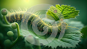 Caterpillars while attacking plant caterpillar disaster pesticide ecosystem environment agriculture damage animal biology closeup