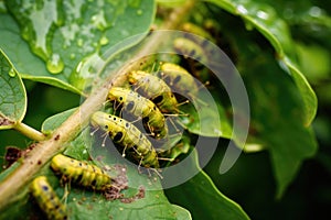 caterpillars munching on leaves, causing holes