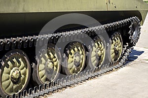 Caterpillars of a self-propelled artillery installation