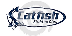 Catfish fish fishing logo, jumping fish design template vector illustration. great to use as any fishing company logo