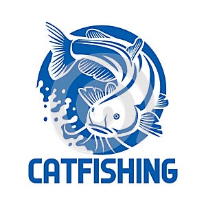 Catfish Fishing Logo. Catfish Mascot Vector Design. Catfish Logo Design photo