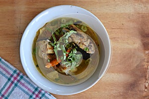 Catfish soup or sup ikan patin is Indonesian traditional food photo