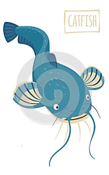Catfish, vector cartoon illustration photo