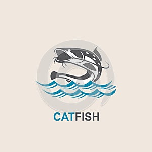 Catfish and wave icon