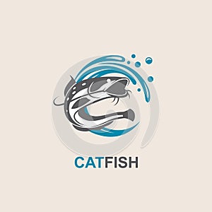 Catfish and wave icon