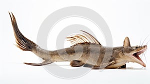 Catfish On White Background: A Unique Stainswashes Style Photography