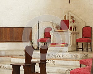 The Cathedra of Bishop Elias in pontifical Basilica di San Nicola (Basilica of Saint Nicholas) in  Bari