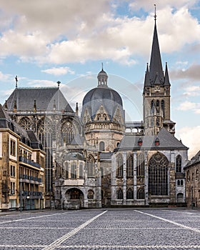 Cathedral of Aachen at the sunrise
