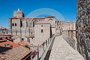 Cathedral of Avila and the ancient citywalls in Spain photo