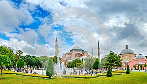 Cathedral Ayasofia and squares in front of her in the city of Istanbul photo
