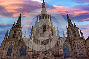 Cathedral of Barcelona located in the heart of historic Las Ramblas district photo