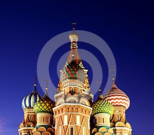 Cathedral of Basil Blessed in Moscow at night