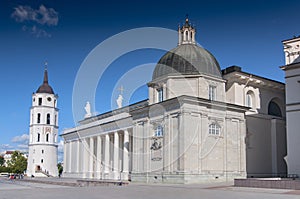 Cathedral Basilica Of St. Stanislaus And St. Vladislav With The Bell Tower In Summer Sunny Day, Vilnius, Lithuania