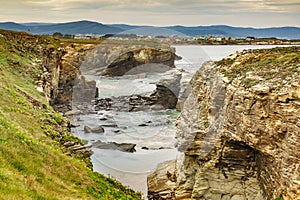 Cathedral Beach in Galicia Spain. Tourist attraction