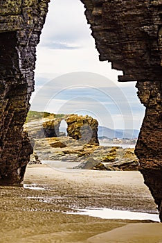 Cathedral Beach in Galicia Spain. Tourist attraction