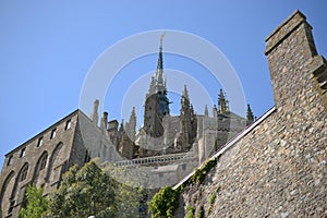 Cathedral of Beautiful village of Mont Saint Michel, Normandy, Northern France, Europe