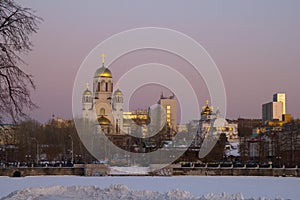 Cathedral on the Blood at night, Yekaterinburg