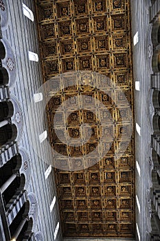 Cathedral building interior from the Medieval Citadel of Pisa City. Tuscany region. Italy