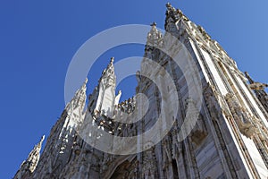 cathedral building in Milan summer on blue sky background