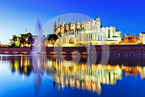 Cathedral Catedral de Palma de Mallorca Majorca church reflection twilight evening Spain travel traveling