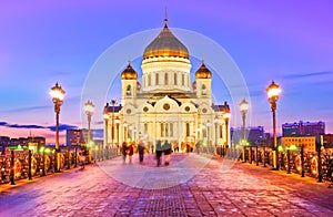 Cathedral of Christ the Saviour at dusk.